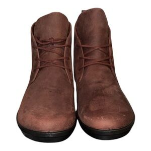 Ecco Skyler Hydromax Leather Lace Up Bootie Chocolate Black Sole Sz 6-6.5 37 EU